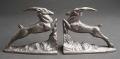 PAIR SILVERED IRON GAZELLE-FOR
