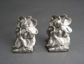 PAIR SILVERED METAL POPPY FLOW