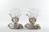 Pair silverplate and crystal c