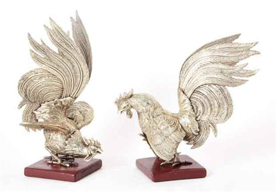 Pair silverplate figures of