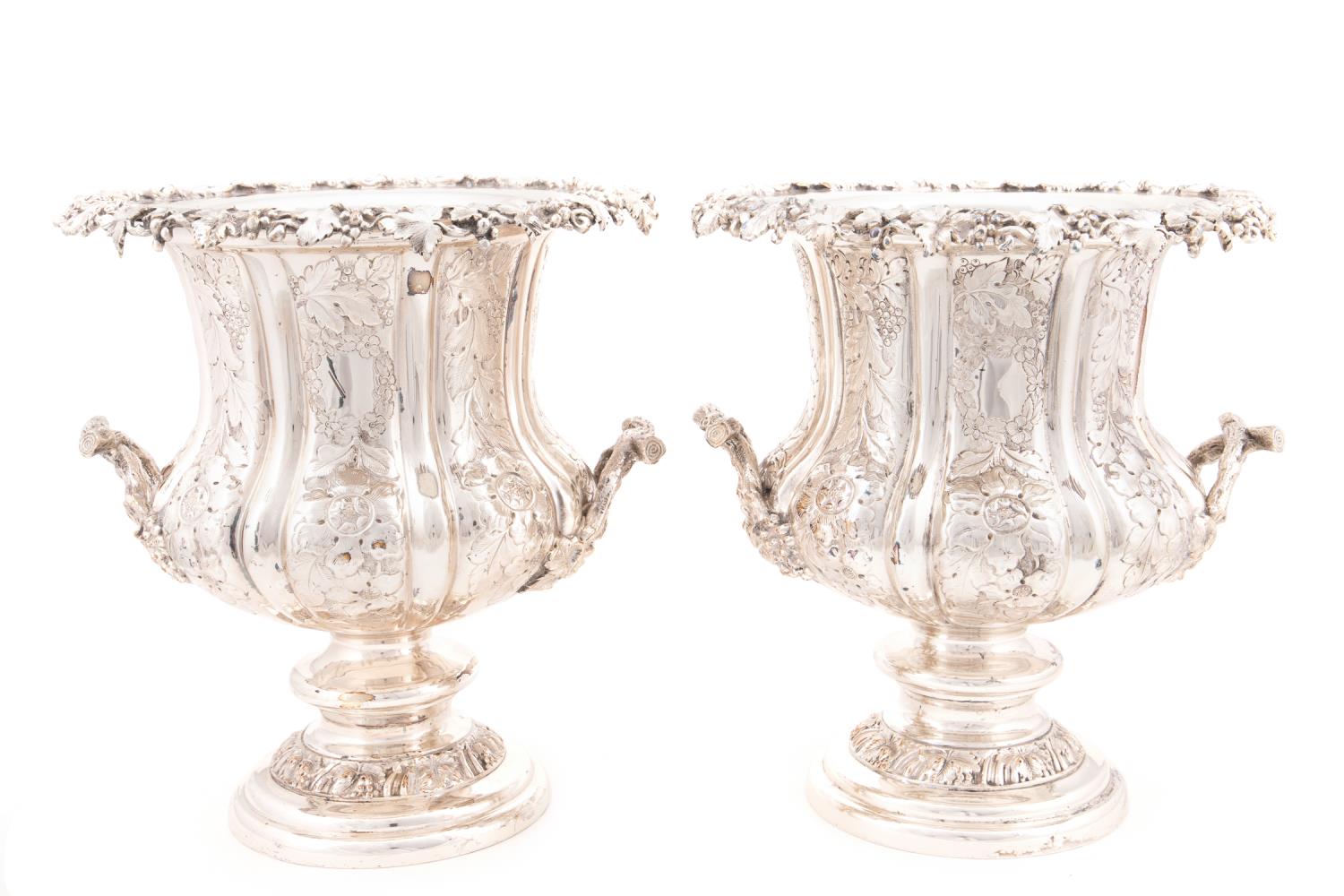 PAIR, SILVERPLATE GRAPE VINE