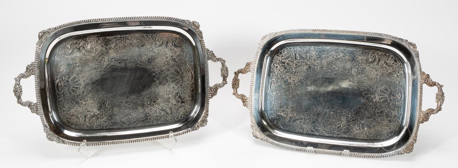 PAIR, SILVERPLATE SERVING TRAYS,