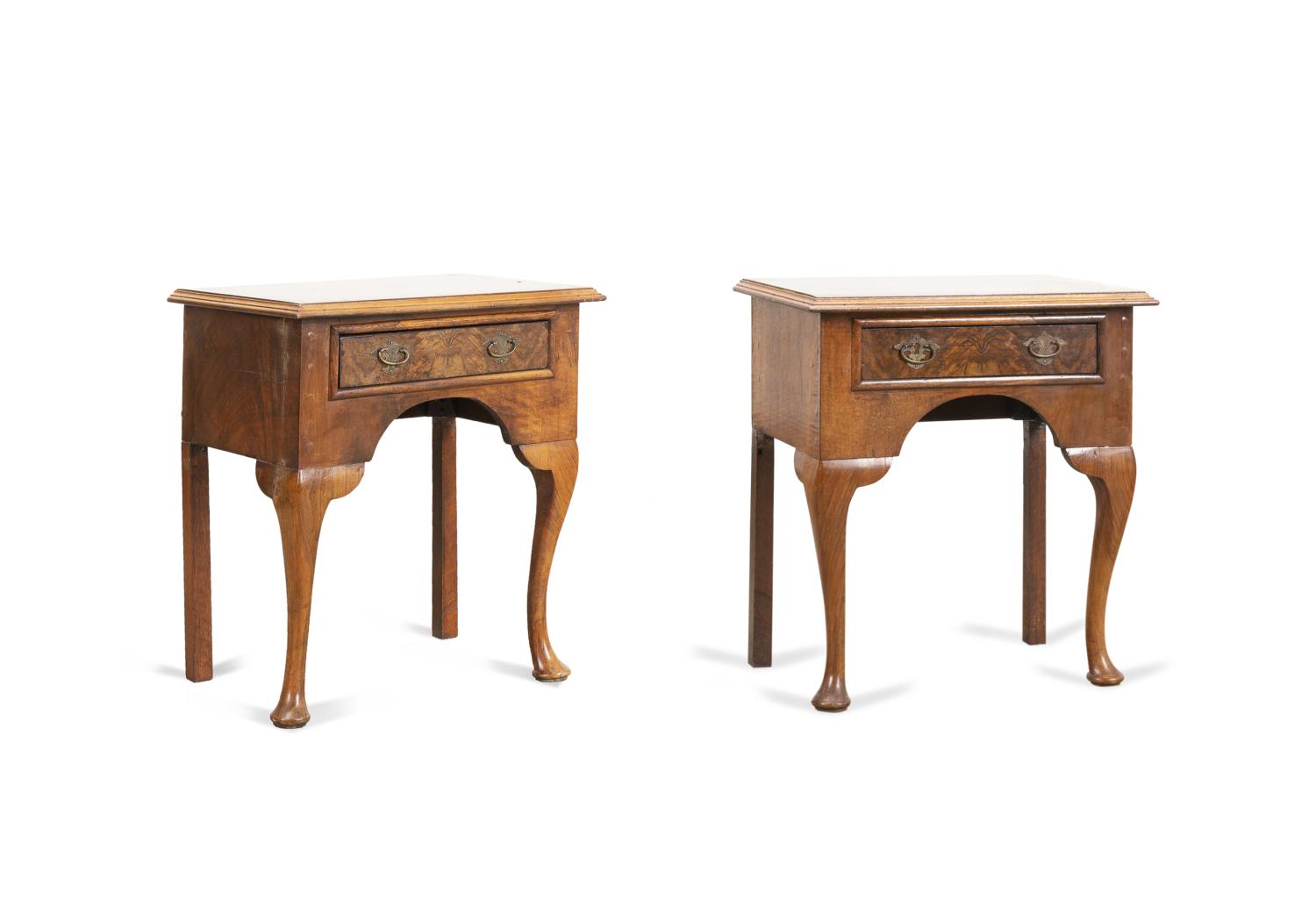 PAIR SINGLE DRAWER QUEEN ANNE STYLE