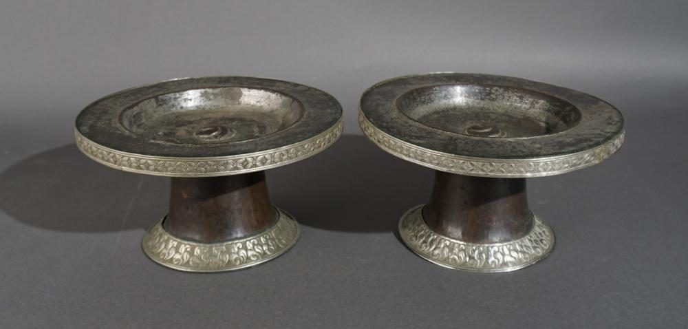 PAIR SINO-TIBETAN WHITE METAL