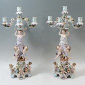 PAIR SITZENDORF PORCELAIN CAND