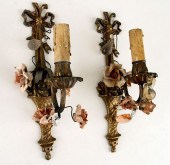 PAIR SMALL BRASS ONE LIGHT SCO