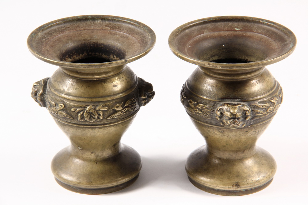 PAIR SMALL CAST BRONZE JAPANESE