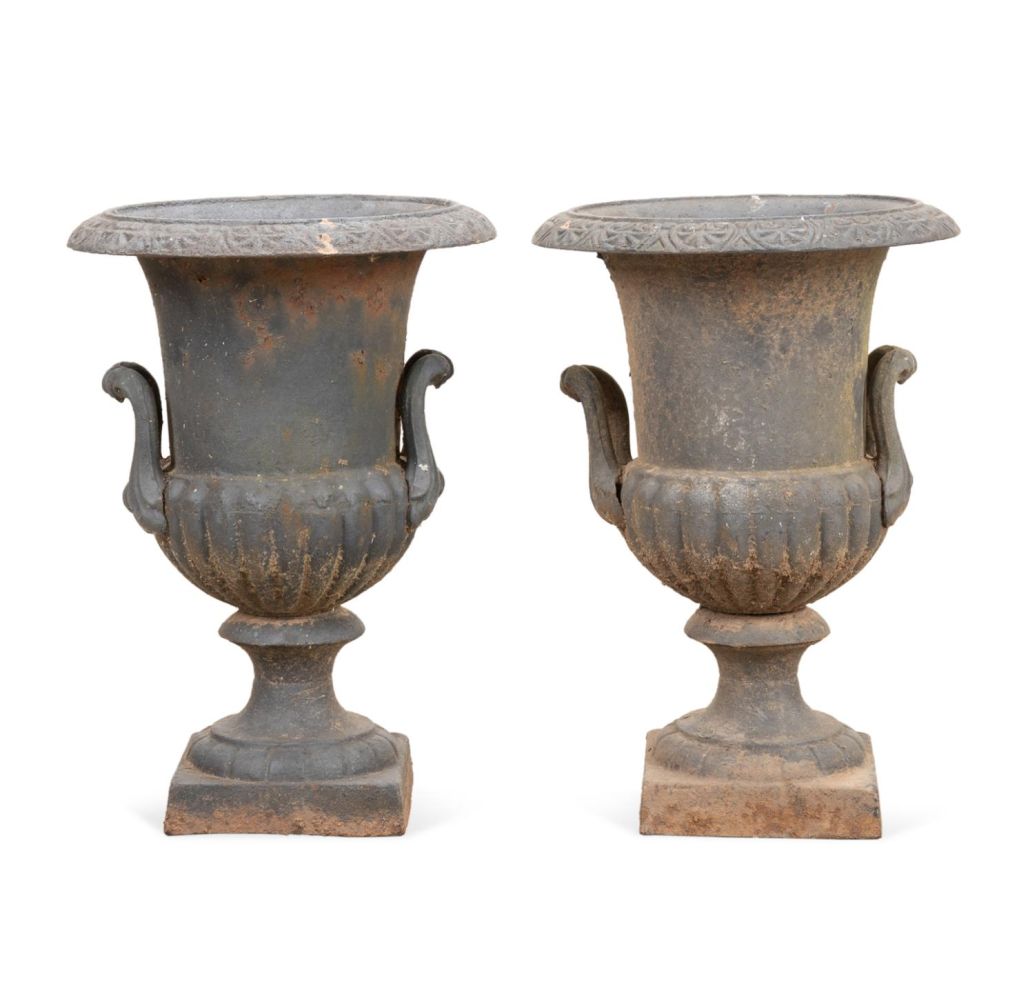 PAIR SMALL CAST IRON CAMPAGNA