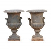 PAIR SMALL CAST IRON CAMPAGNA
