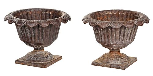 PAIR SMALL CAST IRON PLANTERSLate