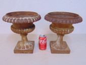 PAIR SMALL CAST IRON URNS BY H