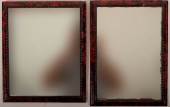 PAIR SMALL MIRRORS W/ RED/BLAC
