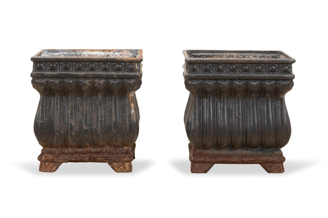 PAIR SMALL SQUARE CAST IRON