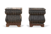 PAIR SMALL SQUARE CAST IRON GA