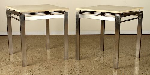PAIR SOPHISTICATED STEEL END TABLES