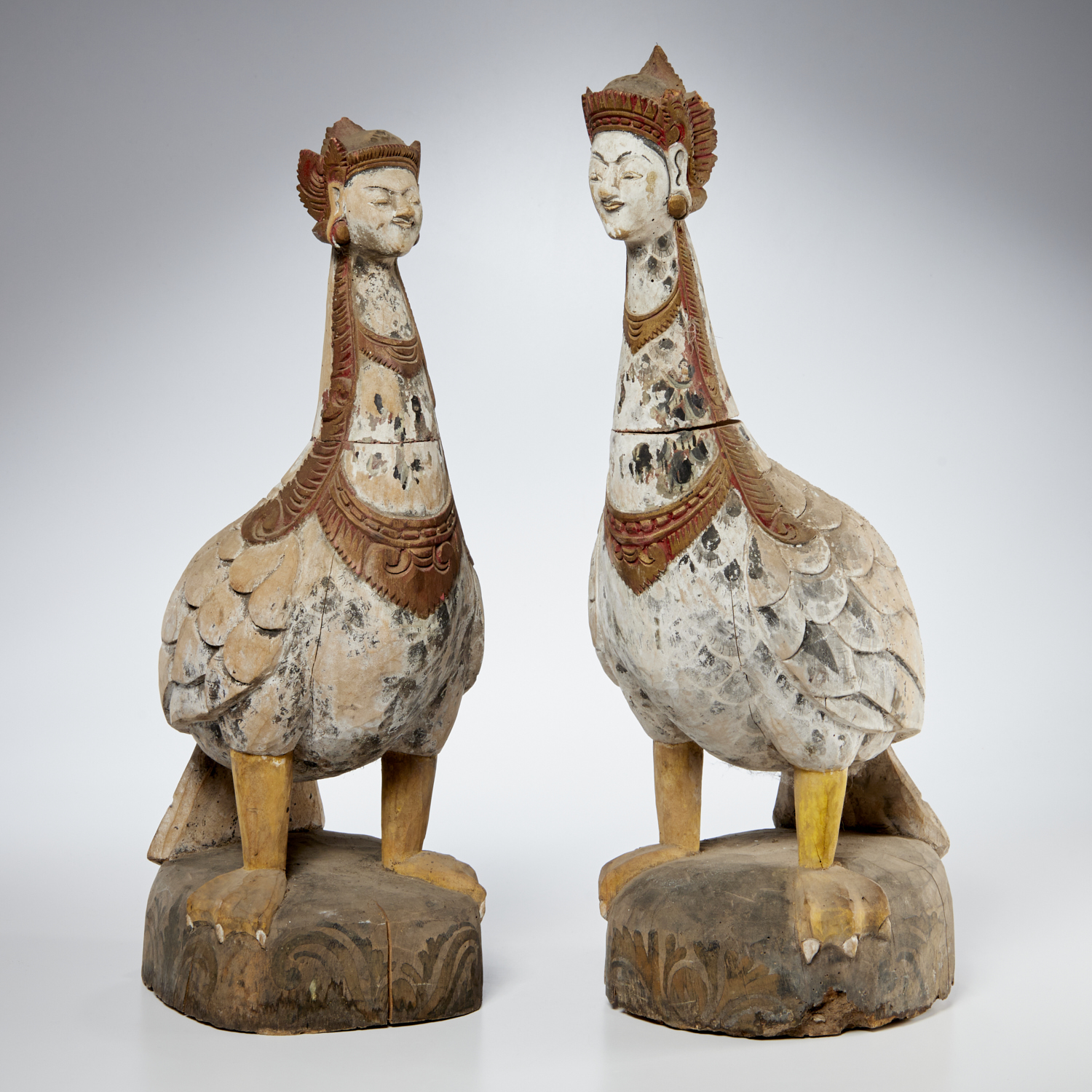 PAIR SOUTHEAST ASIAN CARVED WOOD