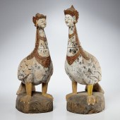 PAIR SOUTHEAST ASIAN CARVED WO