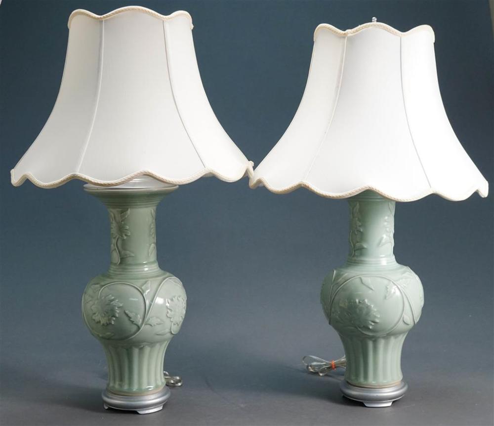 PAIR SOUTHEAST ASIAN CELADON GLAZED