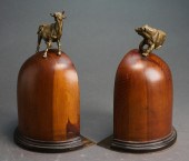 PAIR SPANISH BRONZE AND MAHOGA