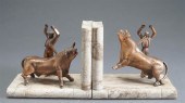 PAIR SPANISH CARVED MARBLE AND