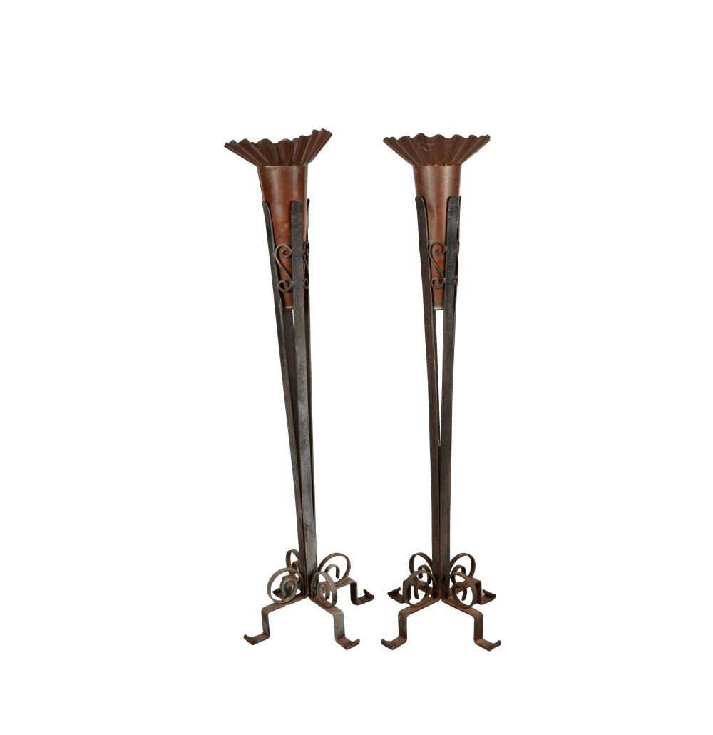PAIR SPANISH REVIVAL STYLE HAMMERED