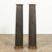 PAIR SPECKLED PAINTED COLUMNS
