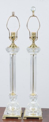 Pair Speer brass and cut glass