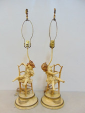 PAIR SPELTER FIGURAL LAMPS, YO