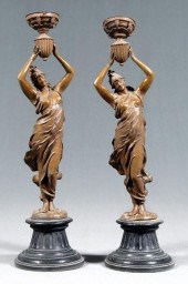 Pair spelter figures: each wit