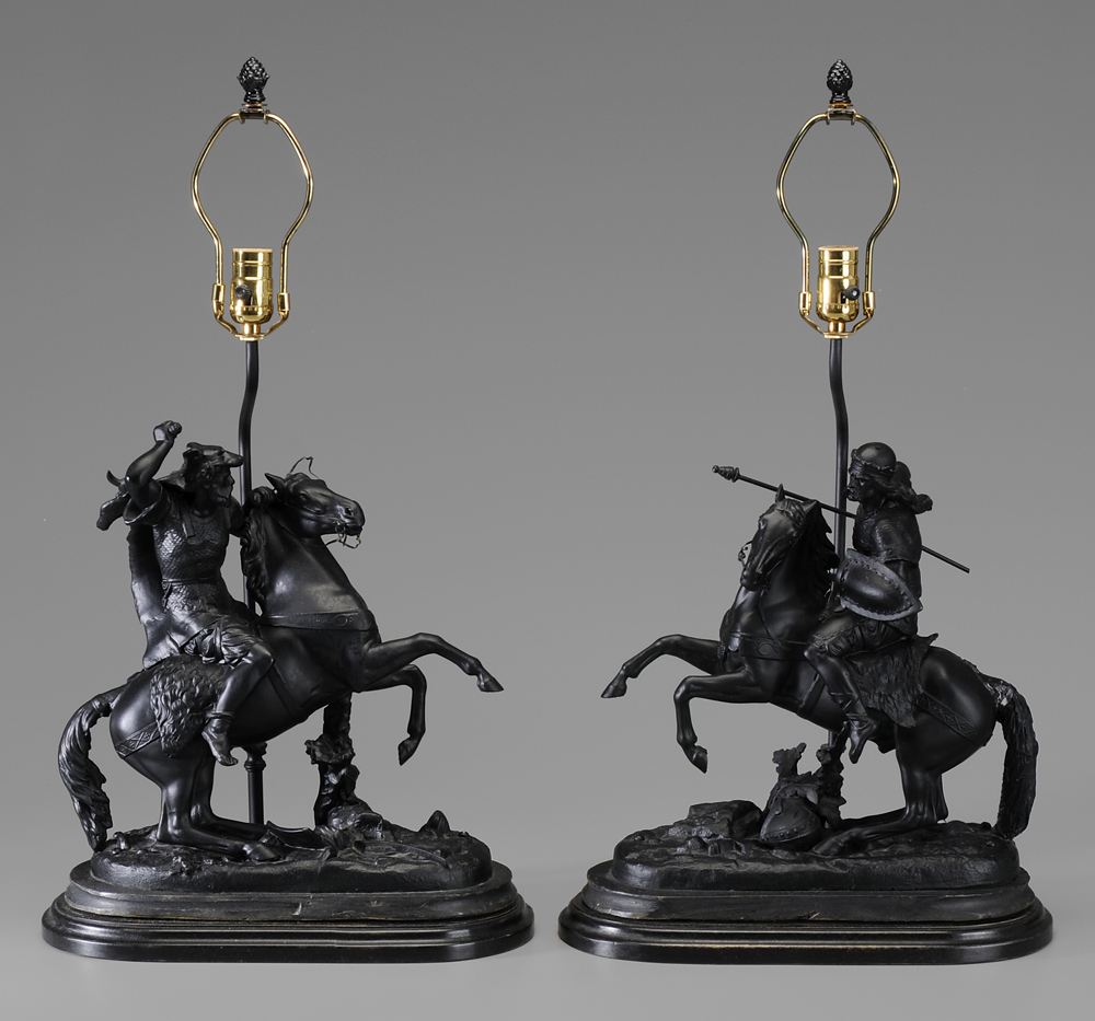 Pair Spelterware Lamp Bases modern,