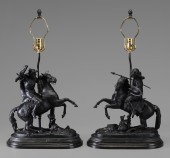 Pair Spelterware Lamp Bases mo