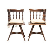 PAIR SPINDLE BACK OAK CORNER C