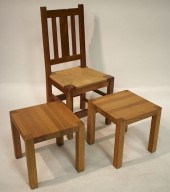 PAIR SQUARE OAK SIDE TABLES AN