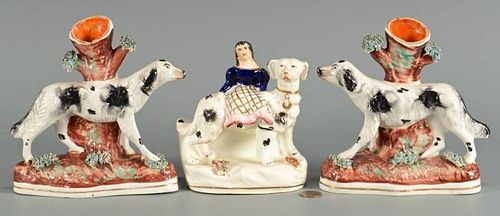 PAIR STAFFORDSHIRE DOGS &