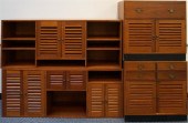 PAIR STAINED PINE CABINETS AND