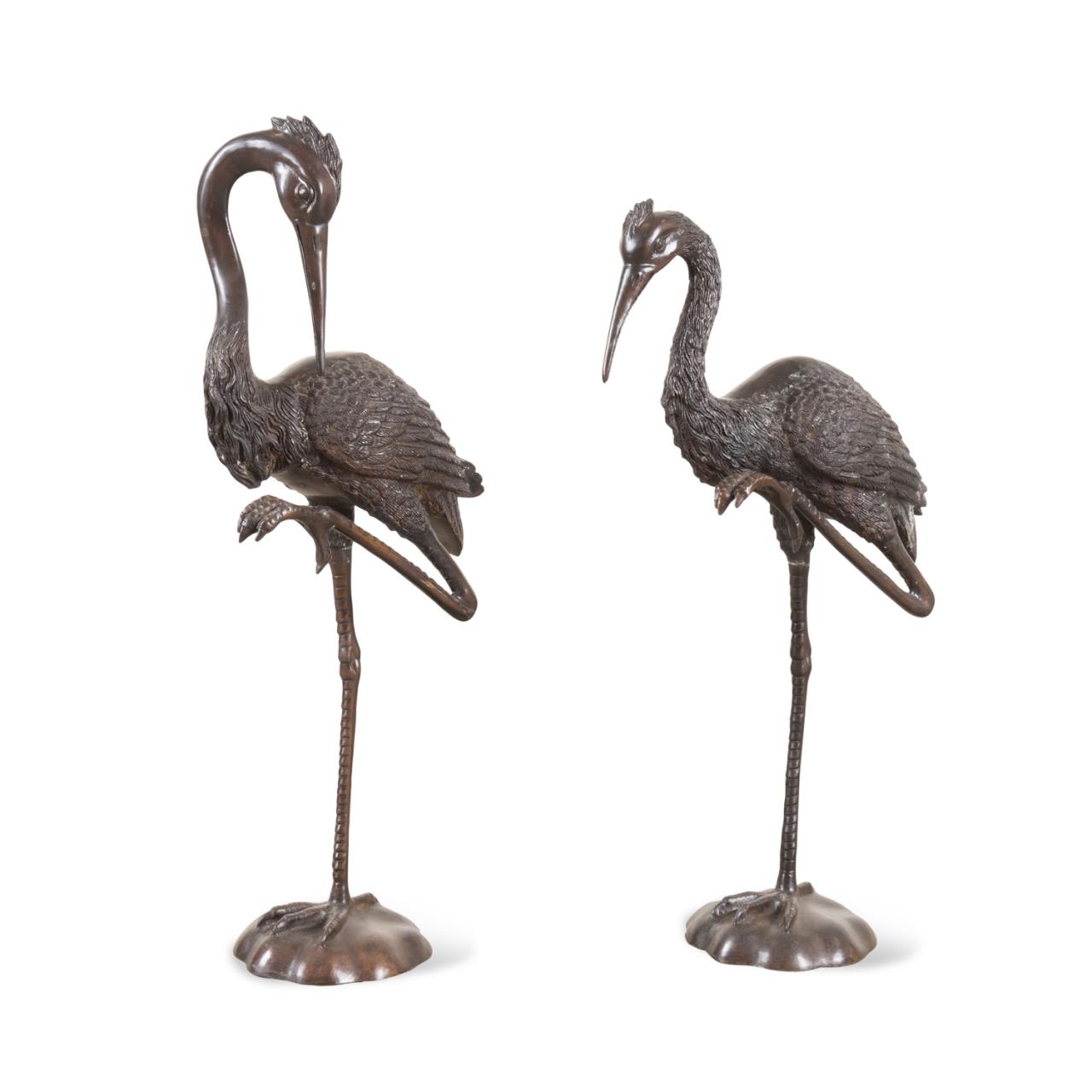 PAIR STANDING BRONZE RED CROWN