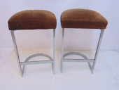 PAIR STEEL BASE, SUEDE SEAT BA
