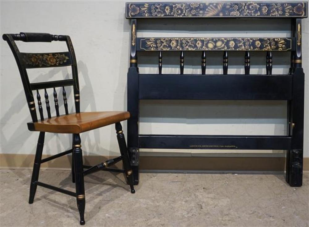 PAIR STENCIL DECORATED WOOD TWIN