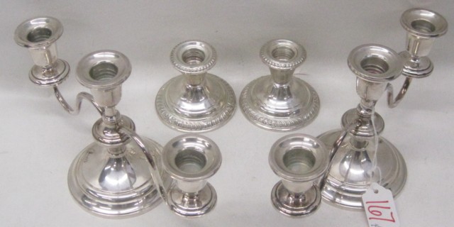 PAIR STERLING CANDELABRA & PAIR