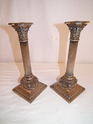 PAIR STERLING CANDLESTICKSPair of