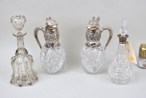 PAIR STERLING MOUNTED CUT GLASS