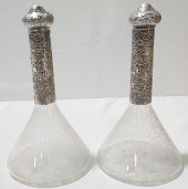 PAIR STERLING OVERLAY ENGRAVED