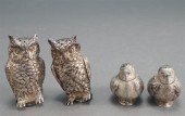 PAIR STERLING OWL-FORM SHAKERS