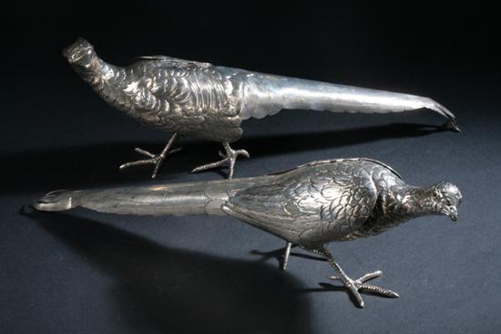 PAIR STERLING SILVER PHEASANTS.