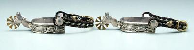 Pair sterling silver spurs: shank