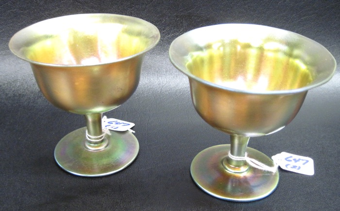 PAIR STEUBEN AURENE CHAMPAGNE