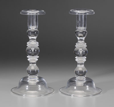 Pair Steuben baluster candl