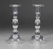 Pair Steuben baluster candl