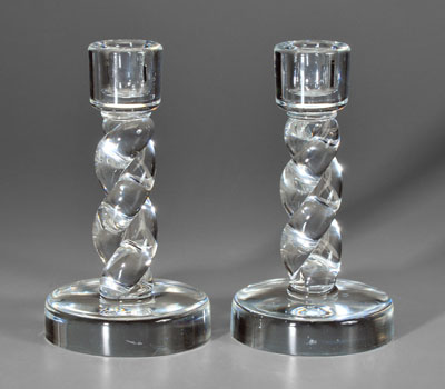 Pair Steuben clear glass