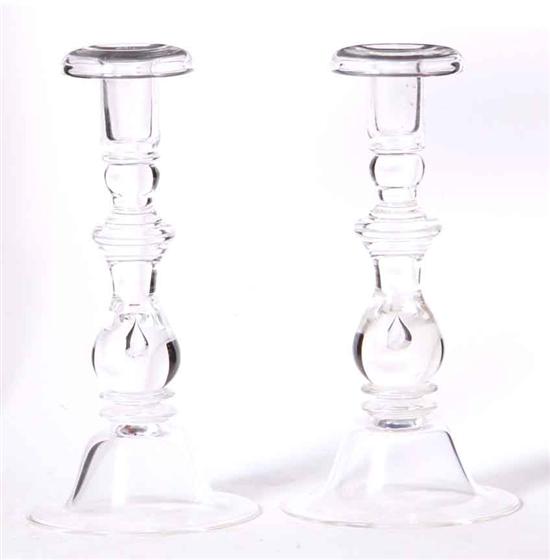 Pair Steuben colorless glass
